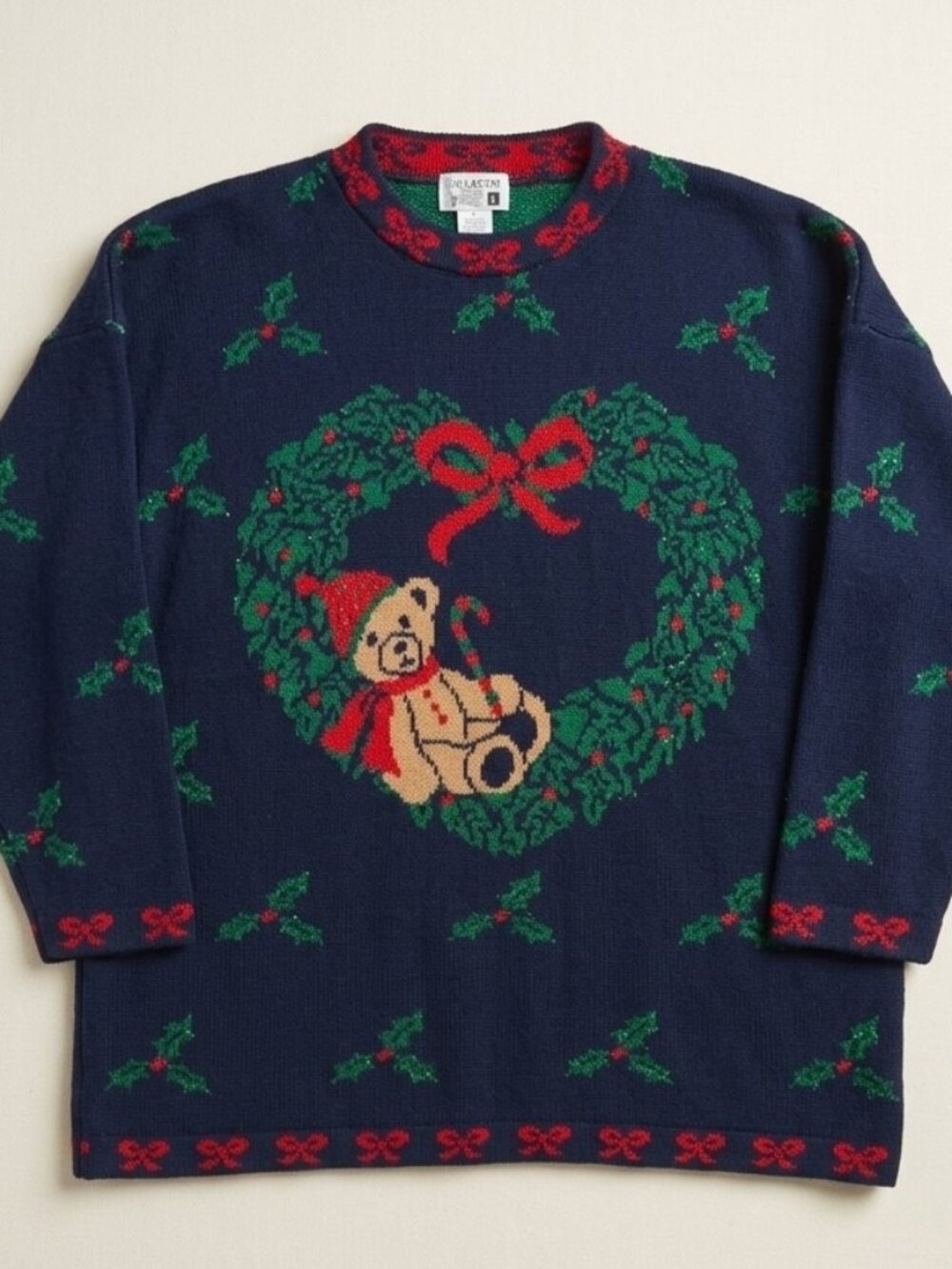 VTG Adele Knitwear Teddy Bear Christmas Sweater 3X Plus Size Oversized